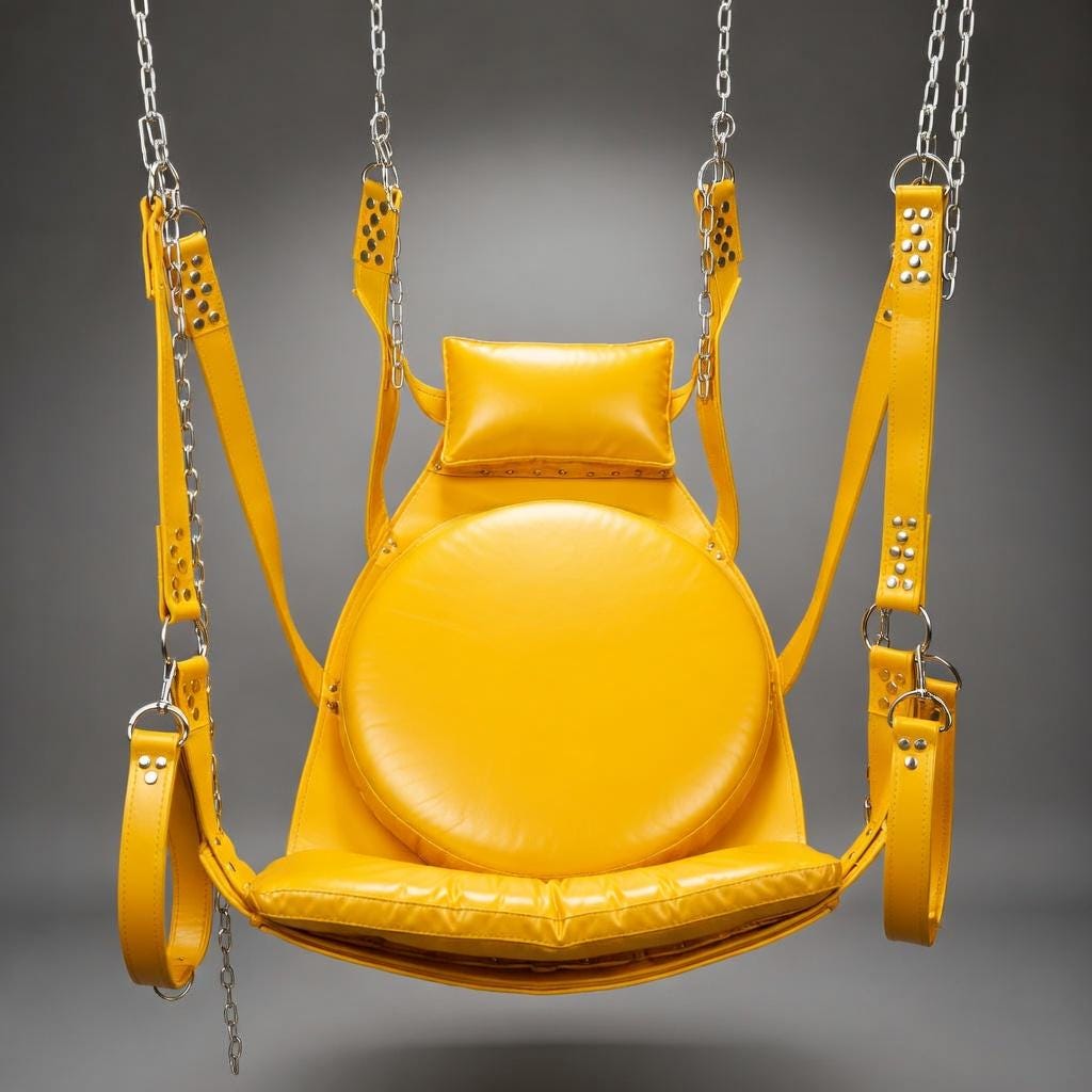 Luxury Leather Suspension Swing Black Sling for Couples Play Adult Furniture