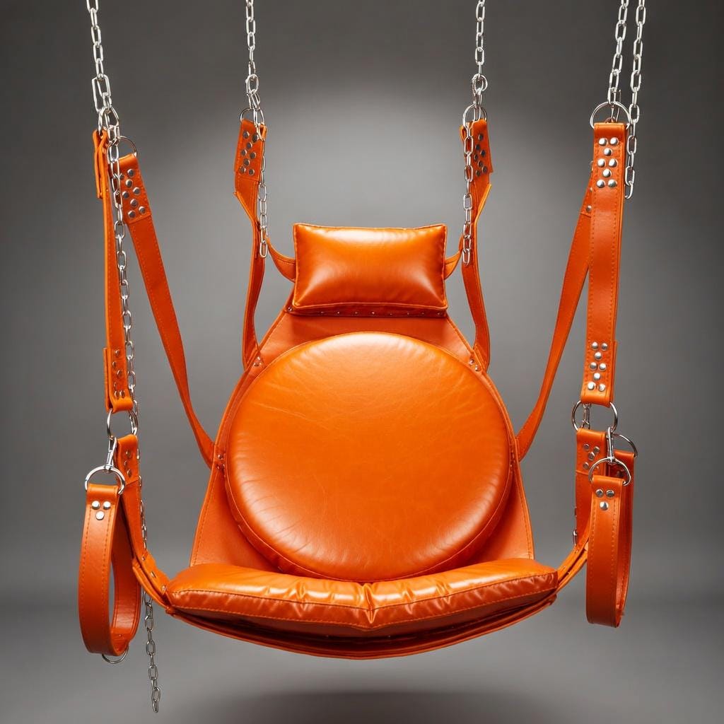 Luxury Leather Suspension Swing Black Sling for Couples Play Adult Furniture