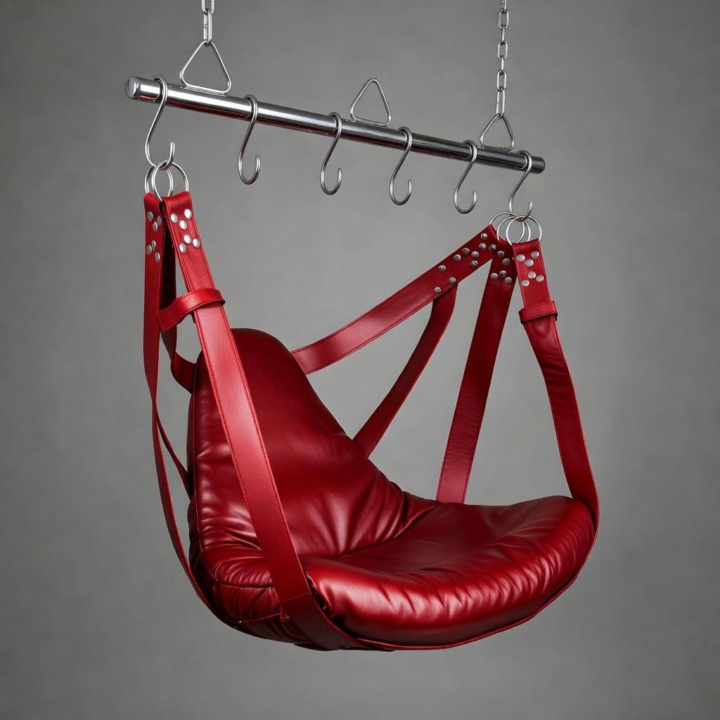 Handmade Luxury Leather Suspension Swing Black Sling for Couples Play Adult Furniture