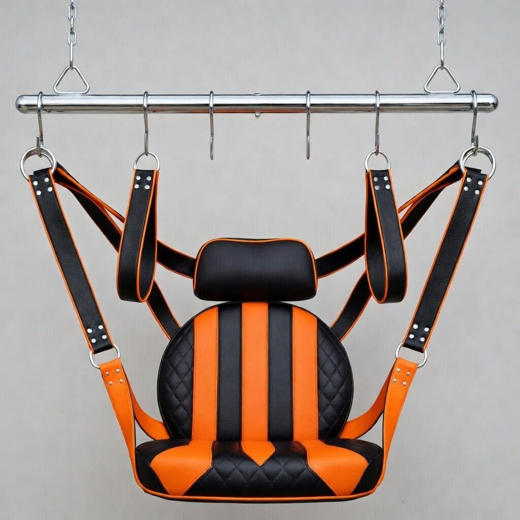 Leather Suspension Swing Hanging Sling Chair with Stirrups Pillow Adult Hammock