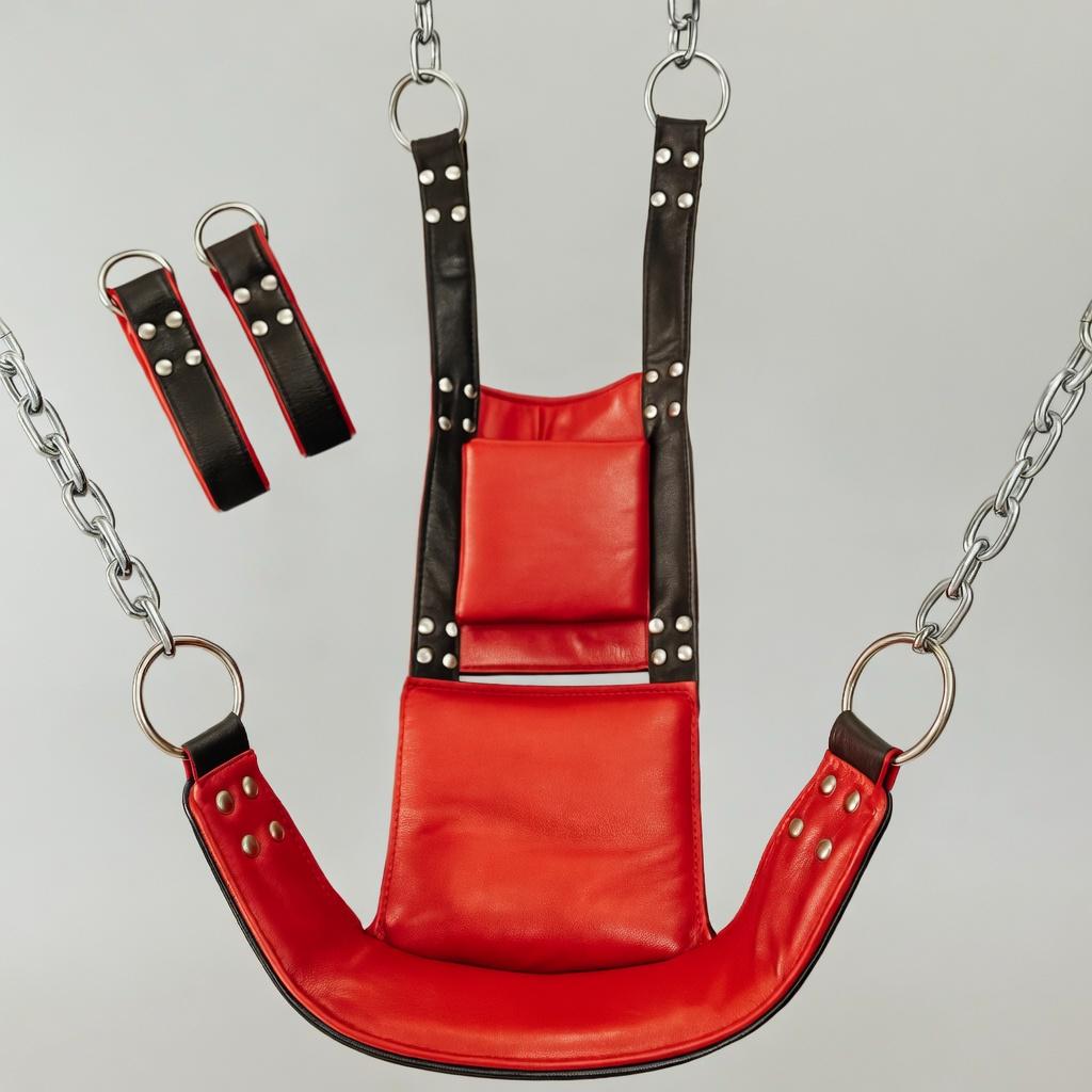 Leather Suspension Swing Sling with Restraints Adjustable Harness