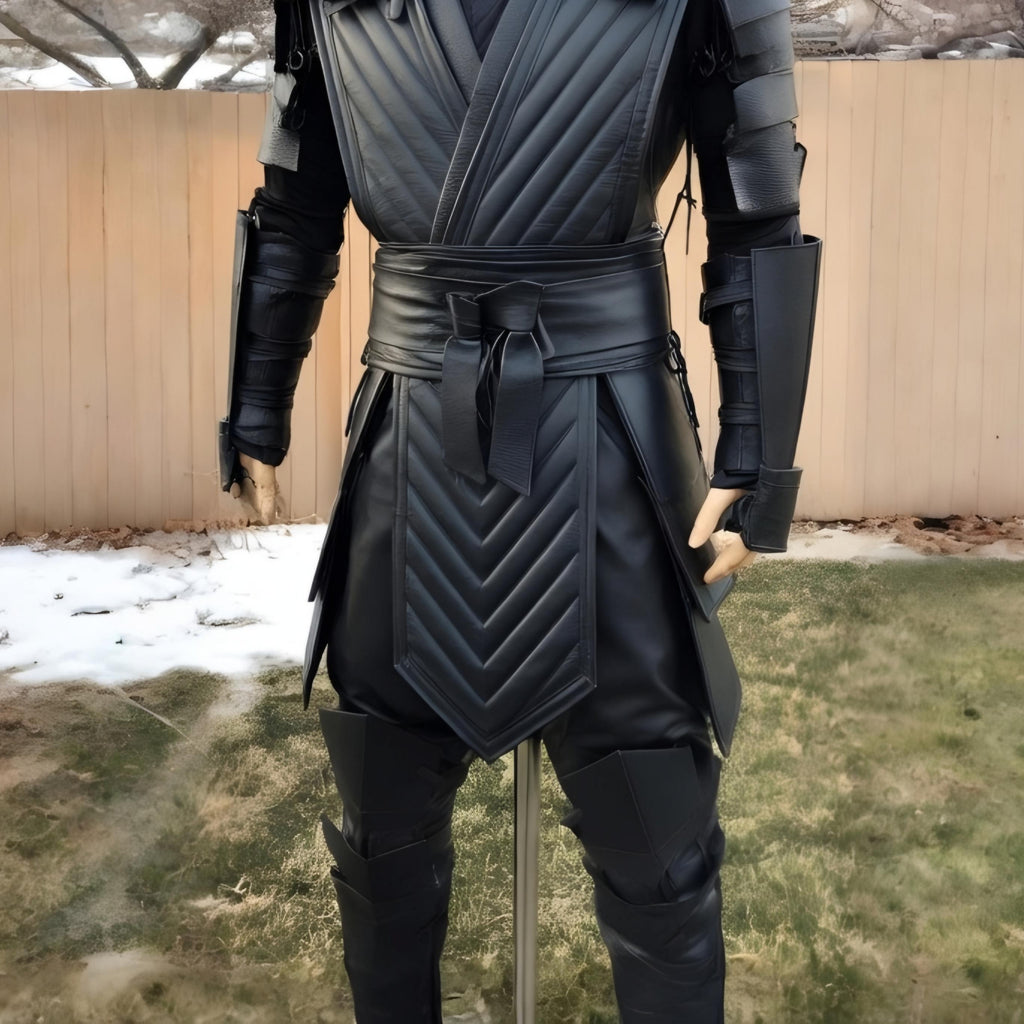 Noob Saibot Mortal Kombat Cosplay Costume Black Hooded Ninja Armor Full Set