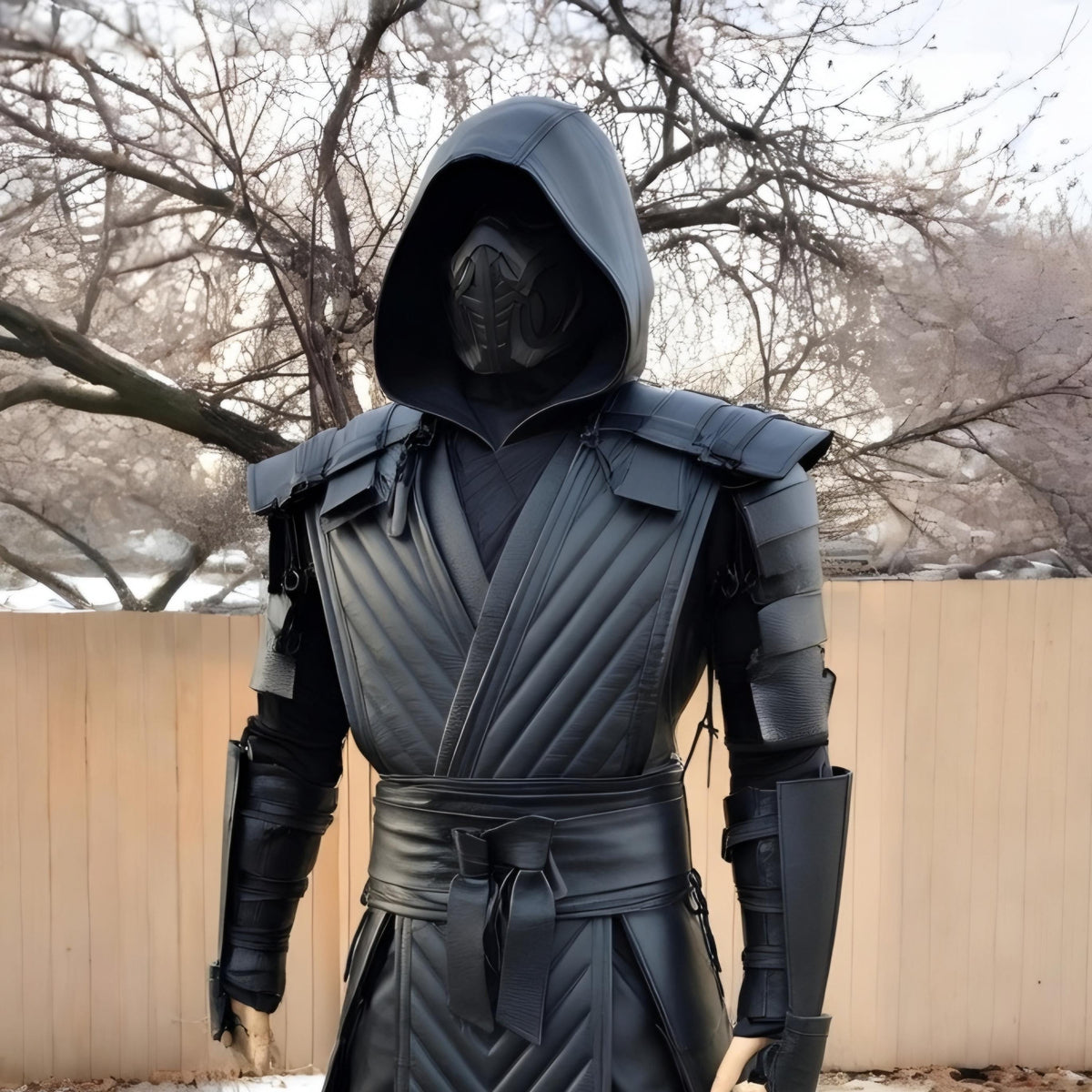 Noob Saibot Mortal Kombat Cosplay Costume Black Hooded Ninja Armor Full Set
