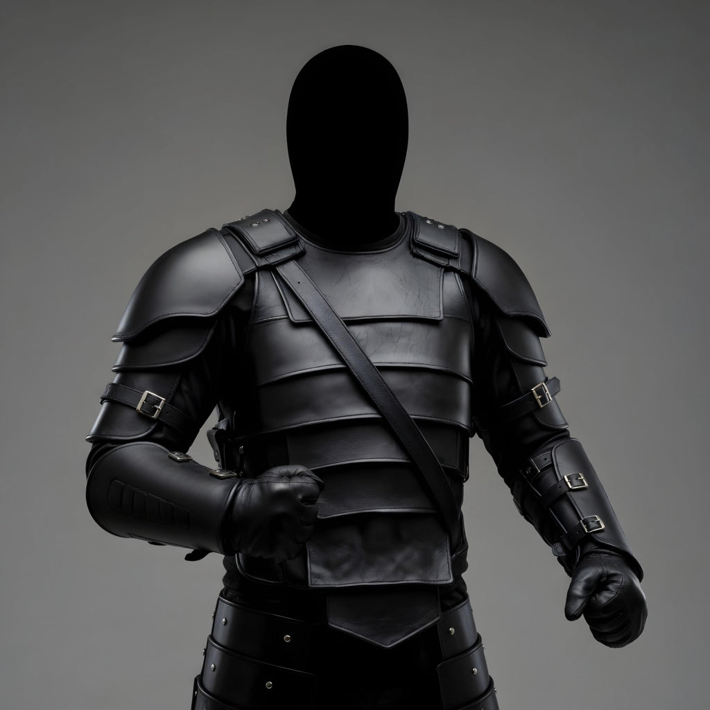 Black Hooded Leather Armor Cloak Costume | Medieval Assassin Knight Warrior Cosplay Outfit