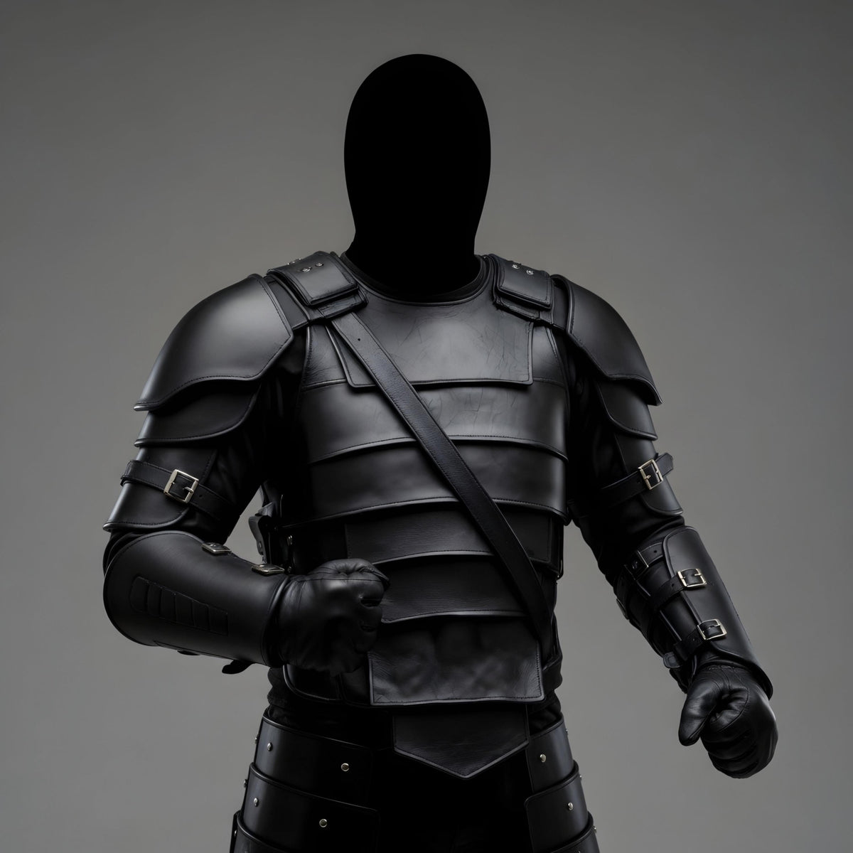 Black Hooded Leather Armor Cloak Costume | Medieval Assassin Knight Warrior Cosplay Outfit