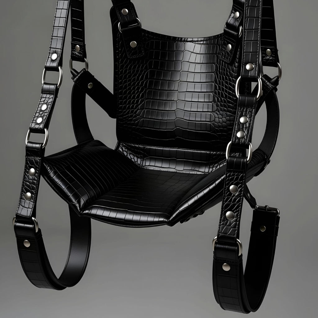 Luxury Crocodile Embossed Leather Suspension Swing Suspension Sling Harness for Couples Play