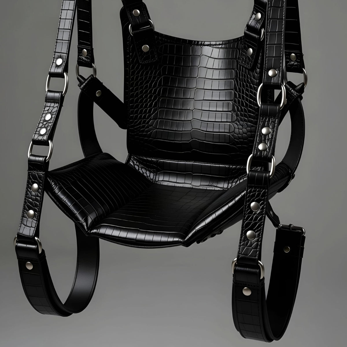 Luxury Crocodile Embossed Leather Suspension Swing Suspension Sling Harness for Couples Play
