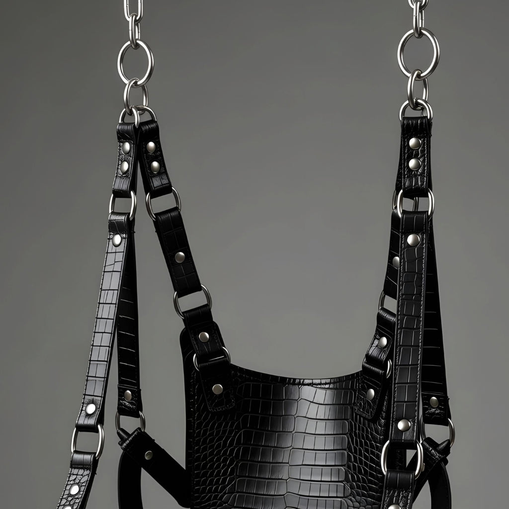 Luxury Crocodile Embossed Leather Suspension Swing Suspension Sling Harness for Couples Play