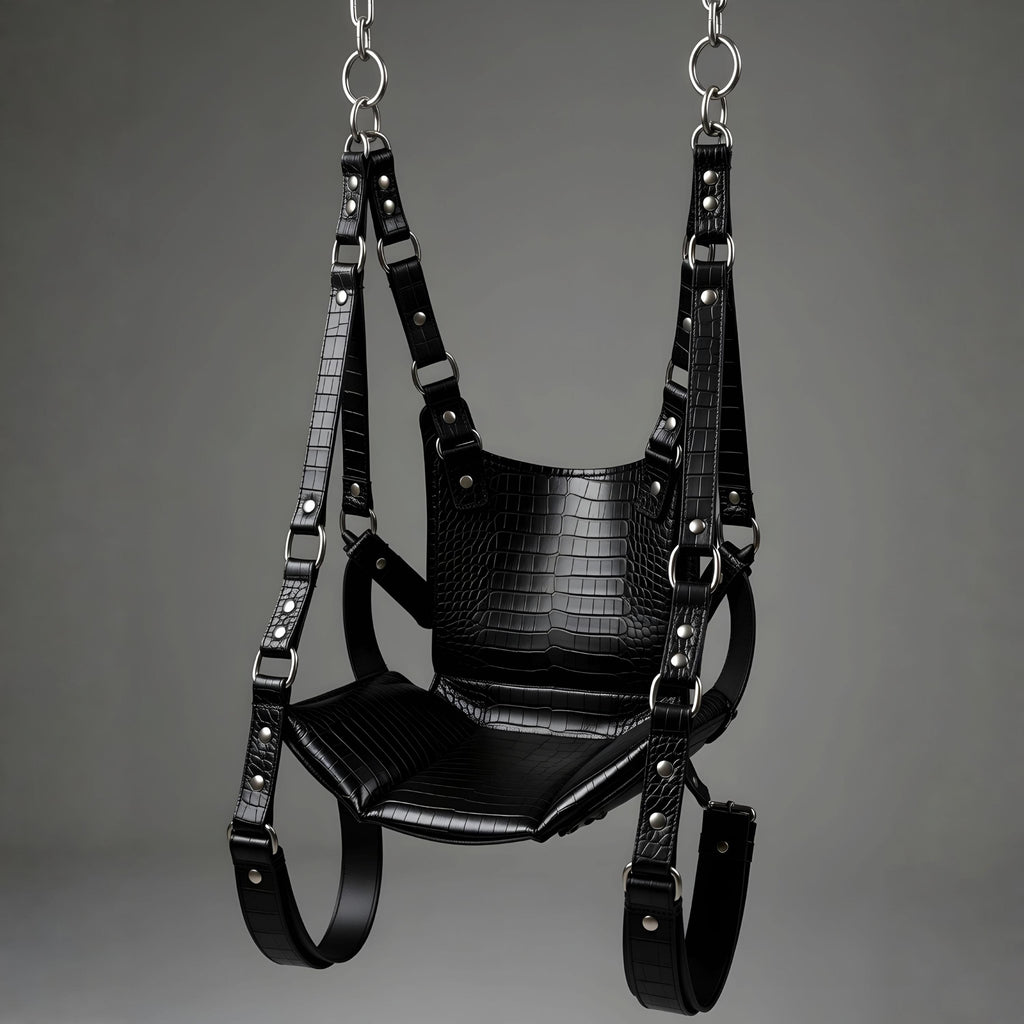 Luxury Crocodile Embossed Leather Suspension Swing Suspension Sling Harness for Couples Play