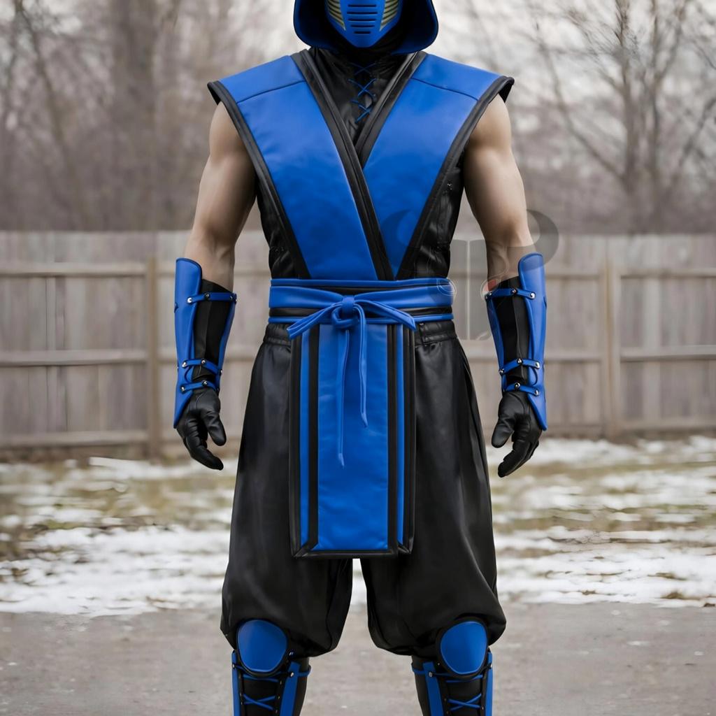 Yellow Black Ninja Warrior Costume Leather Outfit Masked Fighter Halloween Cosplay Armor Set Adult