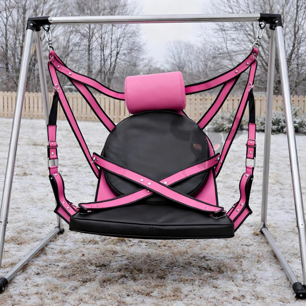 Leather Suspension Swing Adjustable Chair Couples Adult Bedroom Play Furniture Red