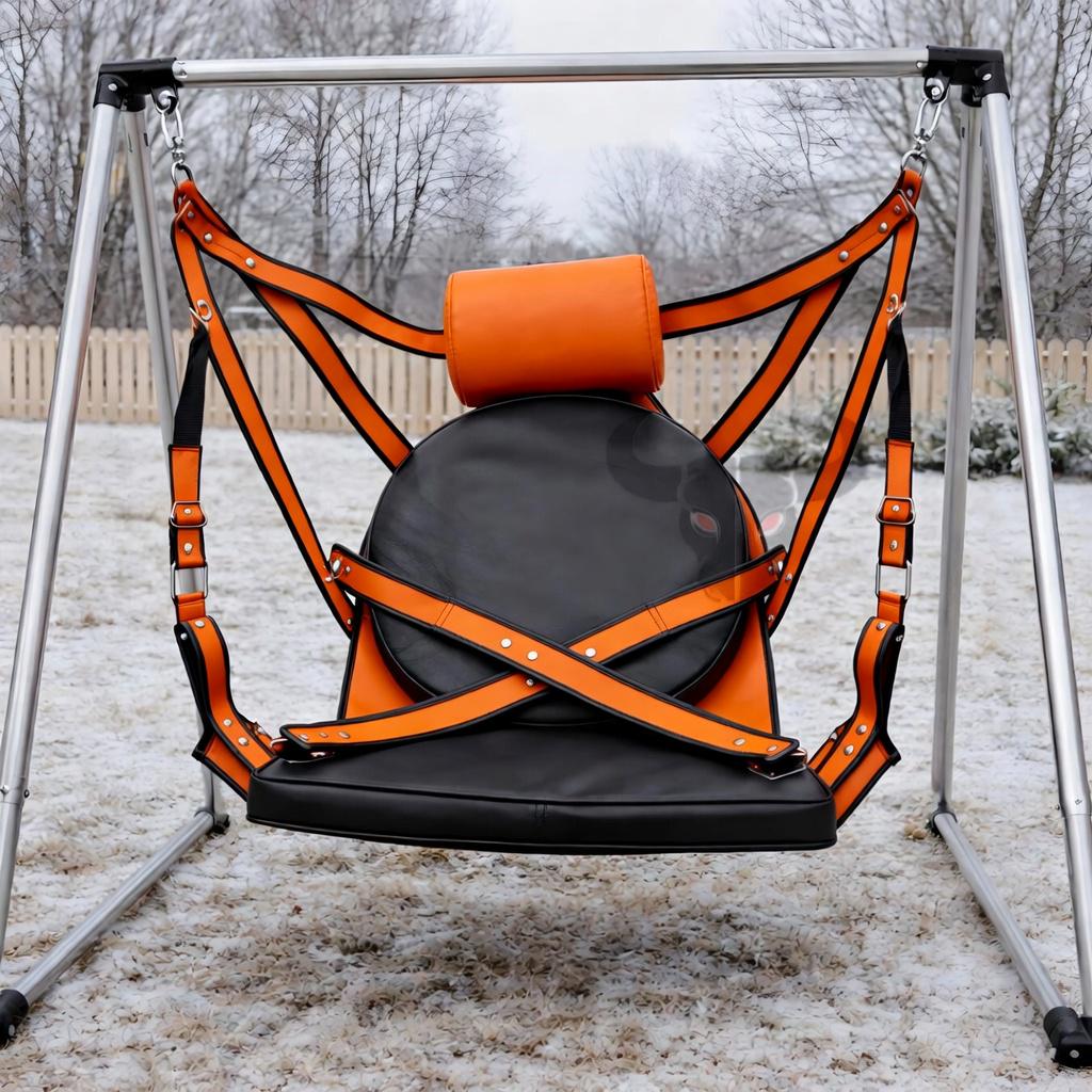Leather Suspension Swing Adjustable Chair Couples Adult Bedroom Play Furniture Red