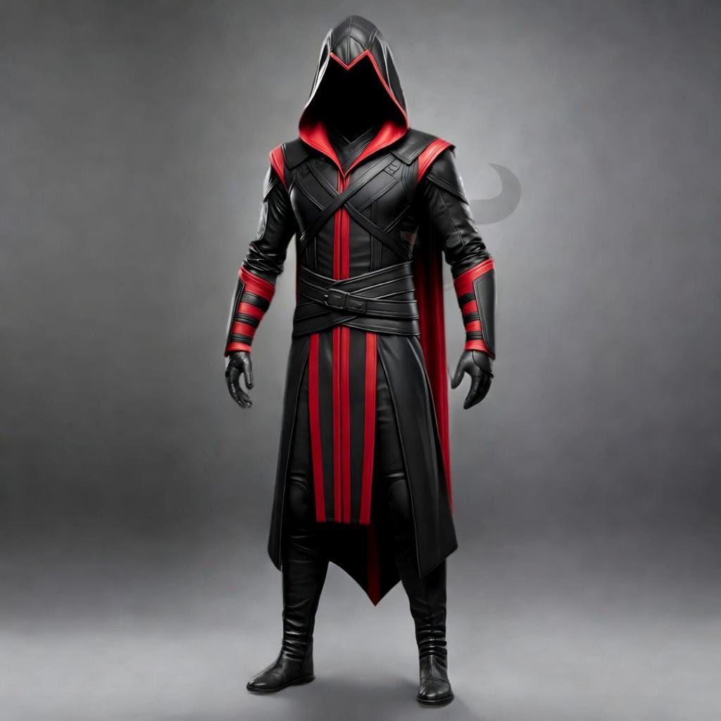 Black Yellow Hooded Leather Assassin Robe Costume LARP Medieval Cosplay Armor Outfit Fantasy Unisex