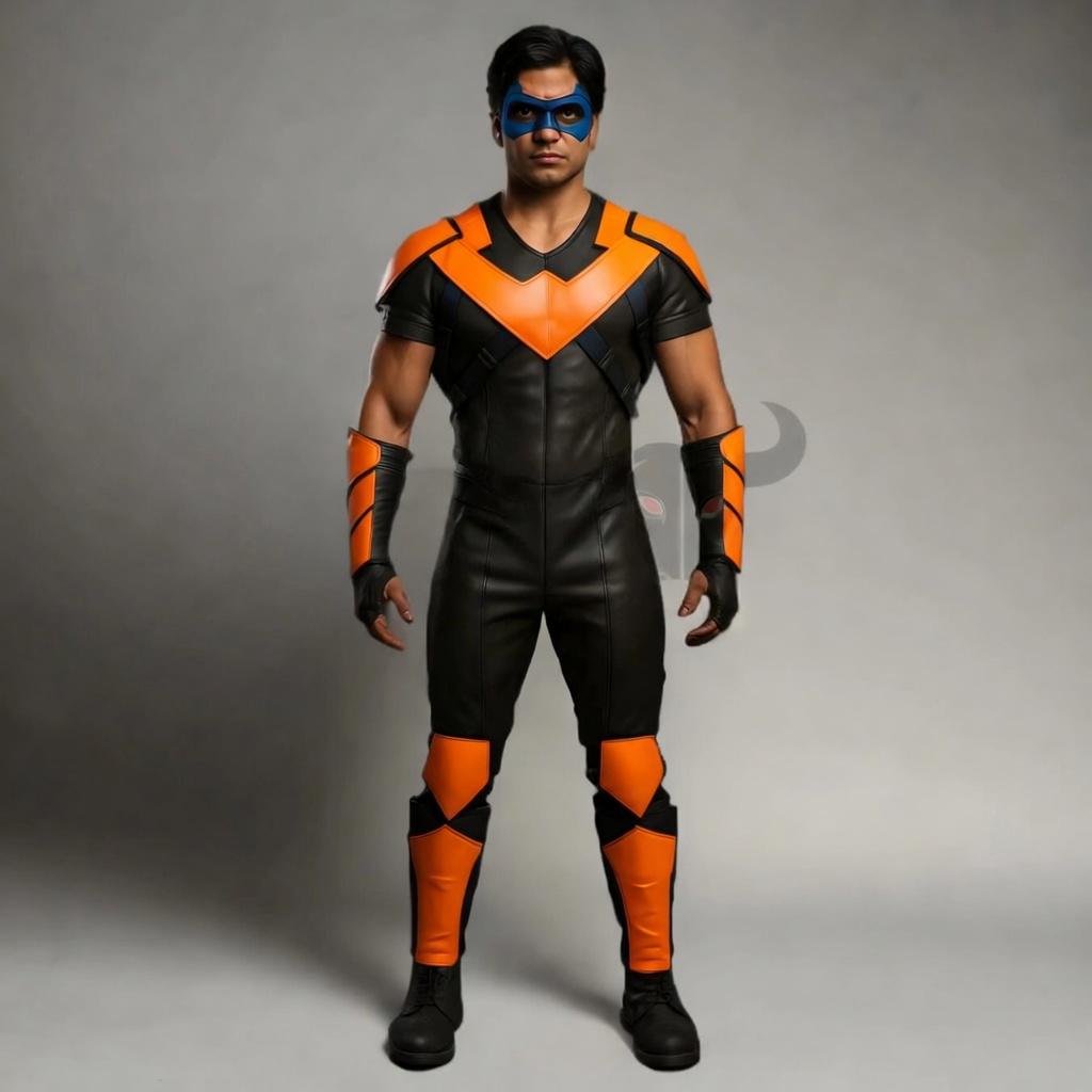 Handmade Nightwing Cosplay Costume Leather Suit | Gladiator Kilt Gothic Santa Outfit Halloween LARP