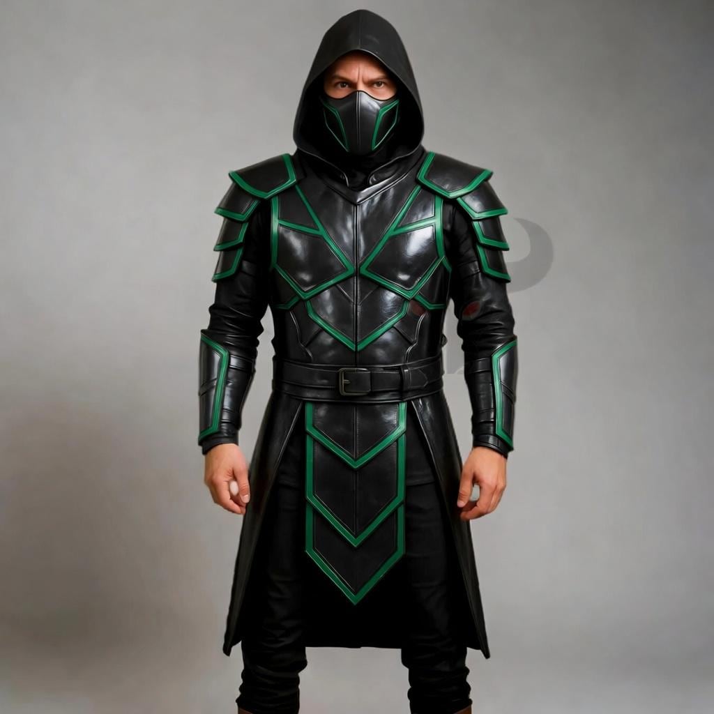 Black Gold Assassin Costume | Medieval Ninja Armor | Hooded Stealth Knight Cosplay | Fantasy LARP Outfit