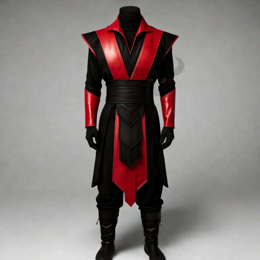 Samurai Genuine Leather Costume with Shoulder Armor | Men Gothic Cosplay LARP Jacket