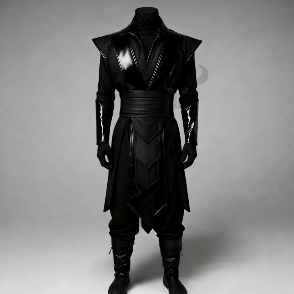 Samurai Genuine Leather Costume with Shoulder Armor | Men Gothic Cosplay LARP Jacket