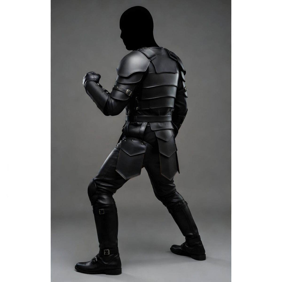 Black Hooded Leather Armor Cloak Costume | Medieval Assassin Knight Warrior Cosplay Outfit
