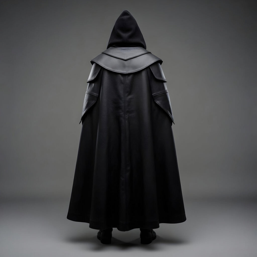 Black Hooded Leather Armor Cloak Costume | Medieval Assassin Knight Warrior Cosplay Outfit