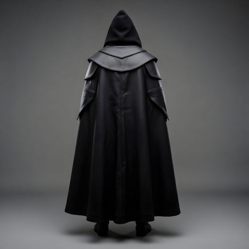Black Hooded Leather Armor Cloak Costume | Medieval Assassin Knight Warrior Cosplay Outfit
