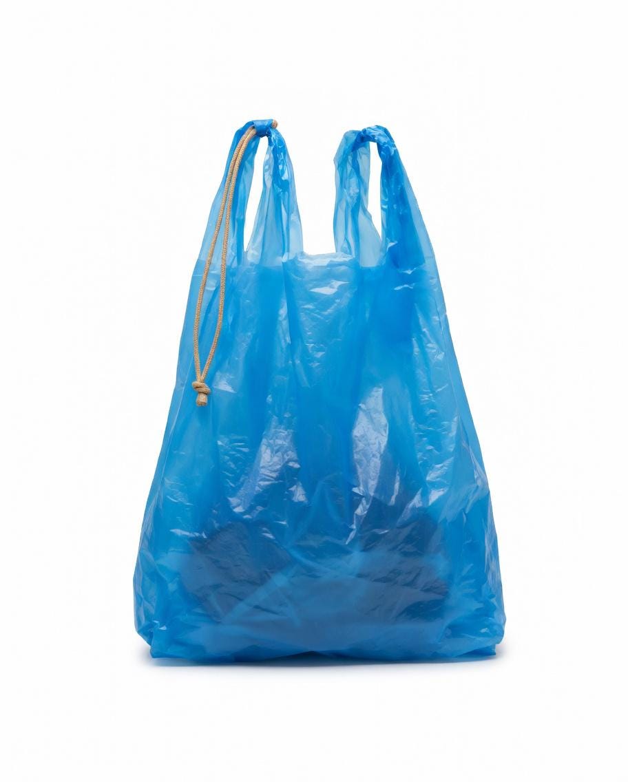 Trash Bag Large Pouch | Yellow Drawstring Plastic | Reusable Grocery Tote | Shopping Bag with Handles