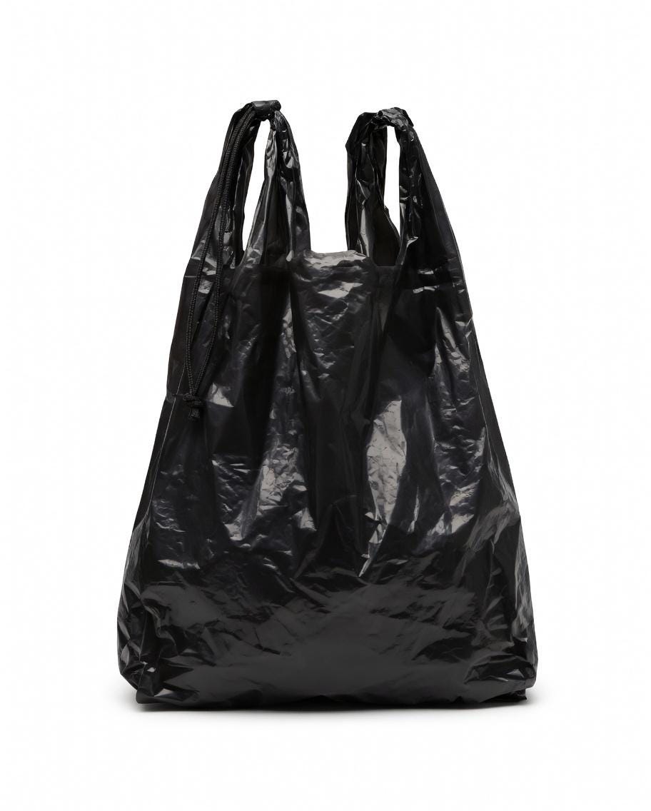 Trash Bag Large Pouch | Yellow Drawstring Plastic | Reusable Grocery Tote | Shopping Bag with Handles