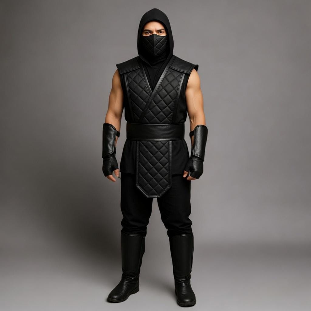 Gothic Witch Leather Cloak Scorpion Mortal Kombat Cosplay Costume Hooded Ninja Warrior Outfit