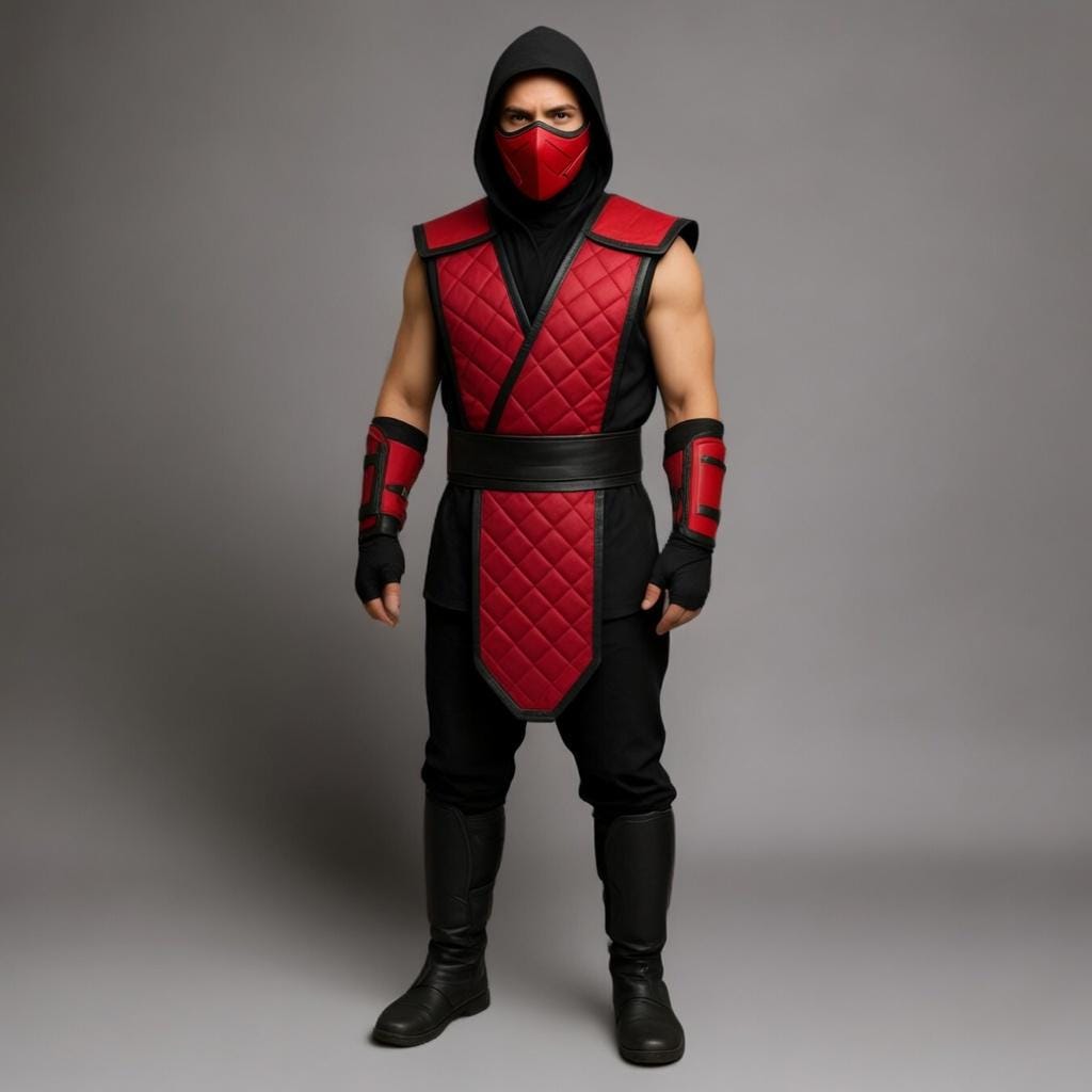 Gothic Witch Leather Cloak Scorpion Mortal Kombat Cosplay Costume Hooded Ninja Warrior Outfit