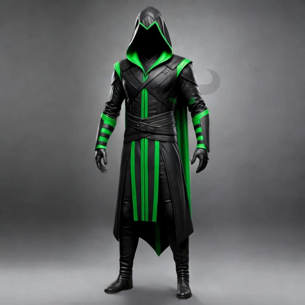 Black Yellow Hooded Leather Assassin Robe Costume LARP Medieval Cosplay Armor Outfit Fantasy Unisex