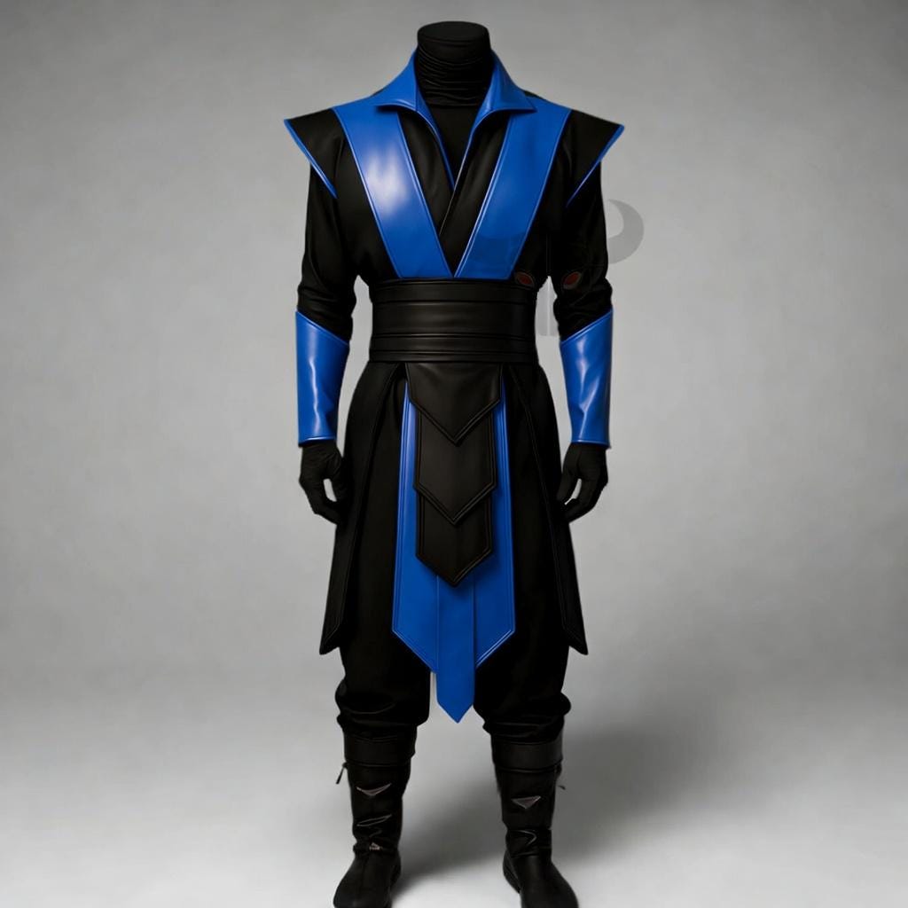 Samurai Genuine Leather Costume with Shoulder Armor | Men Gothic Cosplay LARP Jacket