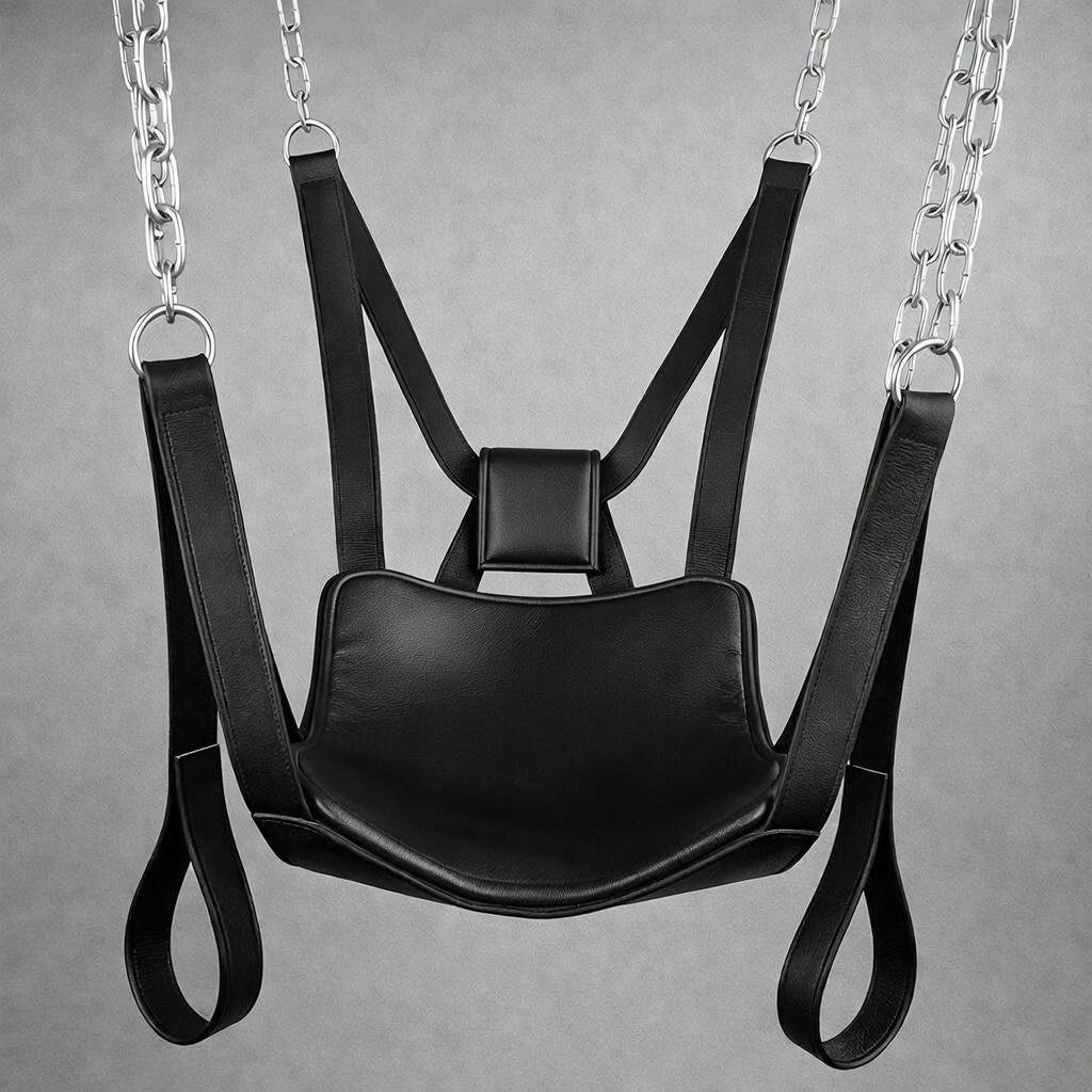 Suspension Swing with Chains Red Black Leather Chair Adult Accessory