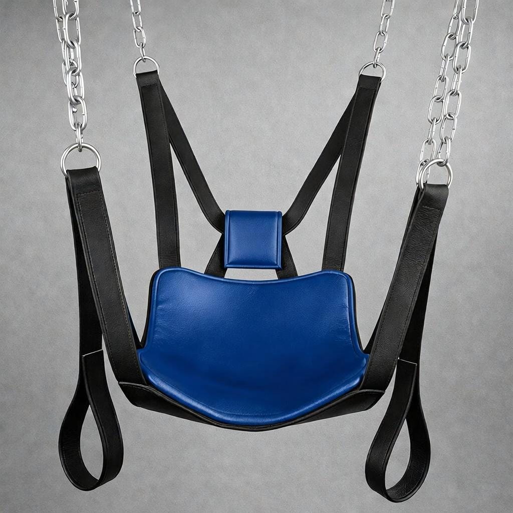 Suspension Swing with Chains Red Black Leather Chair Adult Accessory