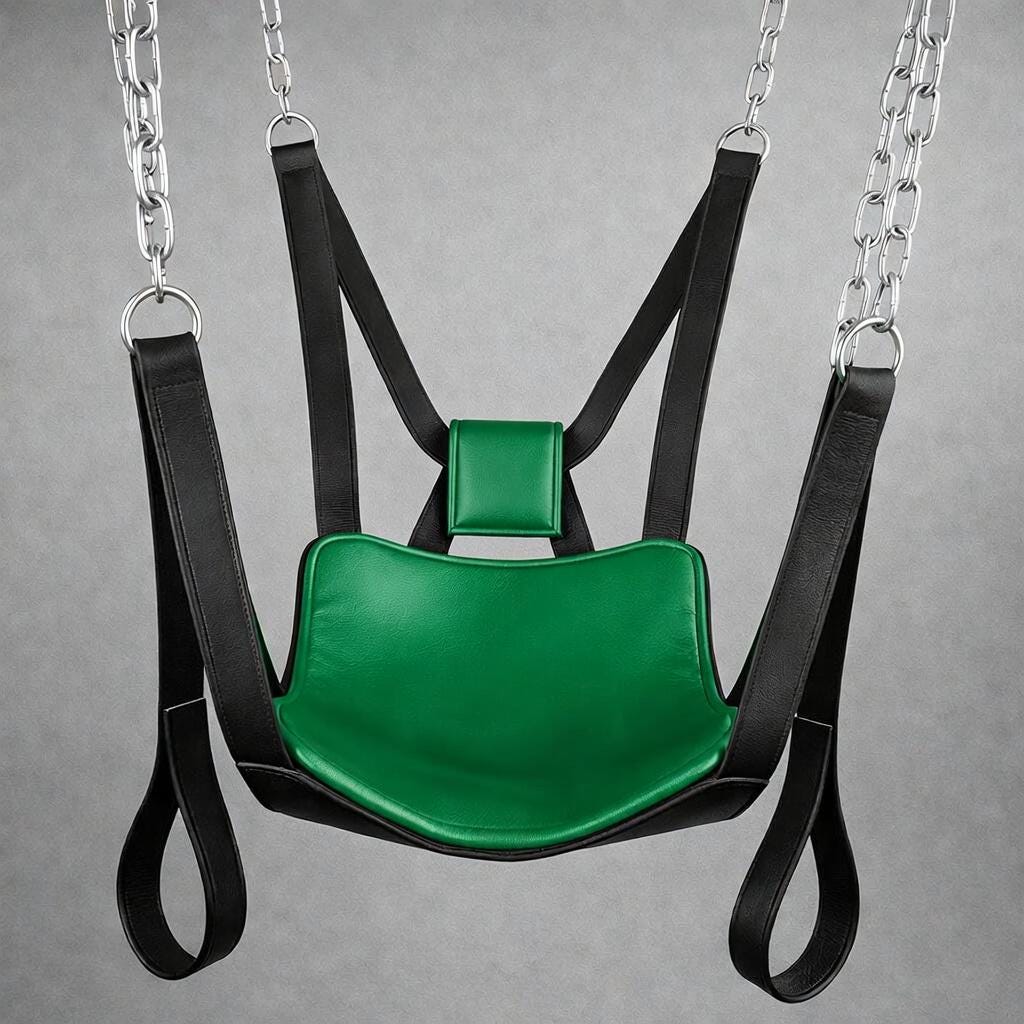 Suspension Swing with Chains Red Black Leather Chair Adult Accessory