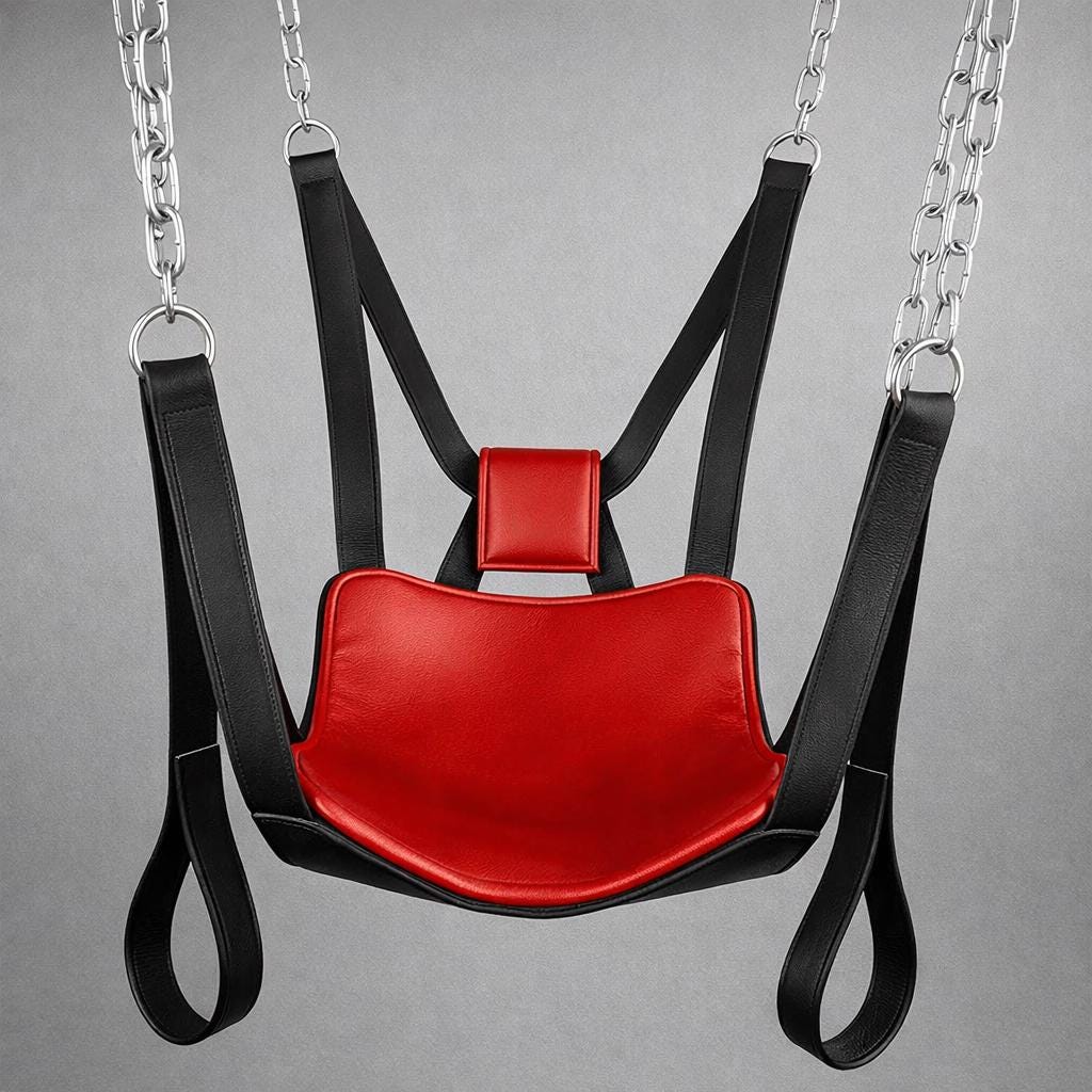 Suspension Swing with Chains Red Black Leather Chair Adult Accessory
