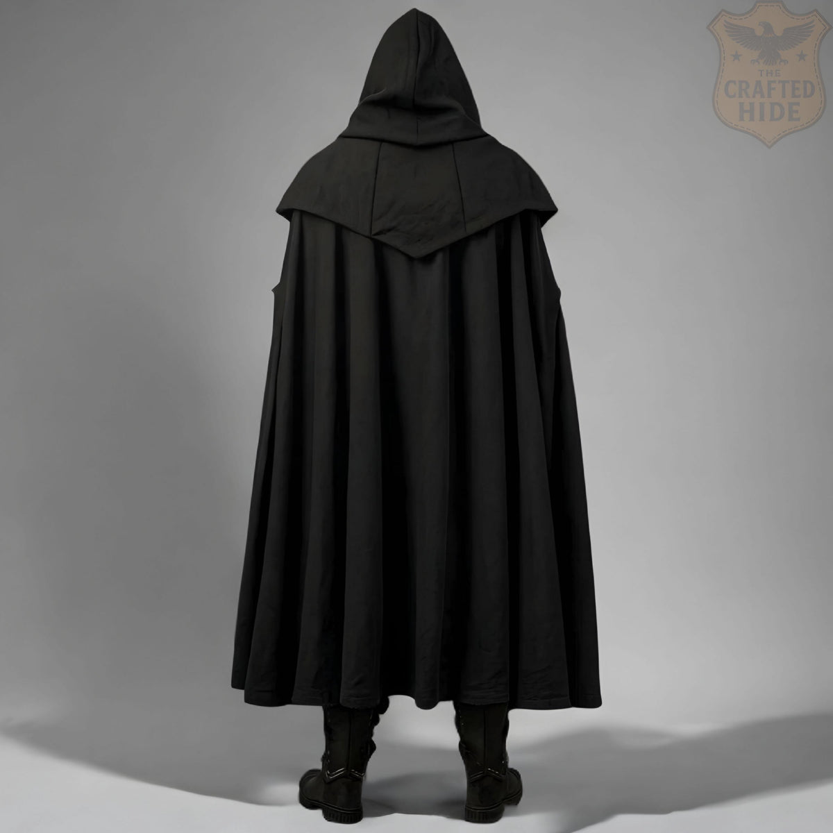 Black Knight Armor Costume Medieval Dark Warrior Hooded Leather LARP Cosplay Halloween Outfit