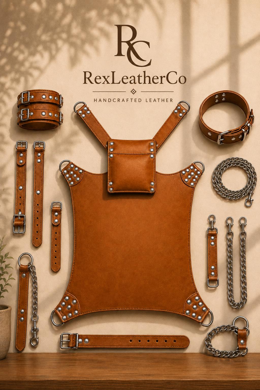 Handcrafted Genuine Leather Sling Set, Adjustable Straps, Heavy Duty Brown Craft