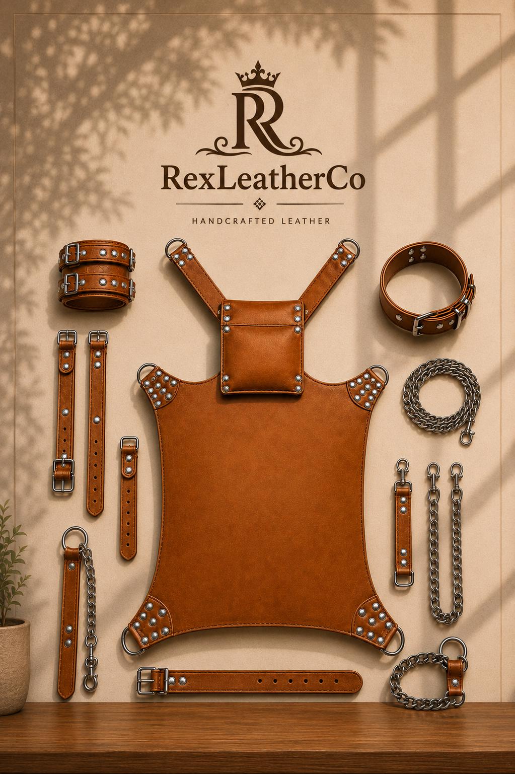 Handcrafted Genuine Leather Sling Set, Adjustable Straps, Heavy Duty Brown Craft