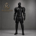 Black Leather Knight Armor Costume, Medieval Warrior Full Body Cosplay Suit