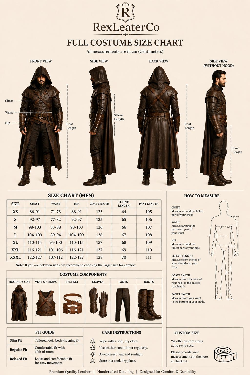 Handmade Brown Leather Medieval Hooded Armor Costume, Viking Fantasy Cosplay LARP Outfit