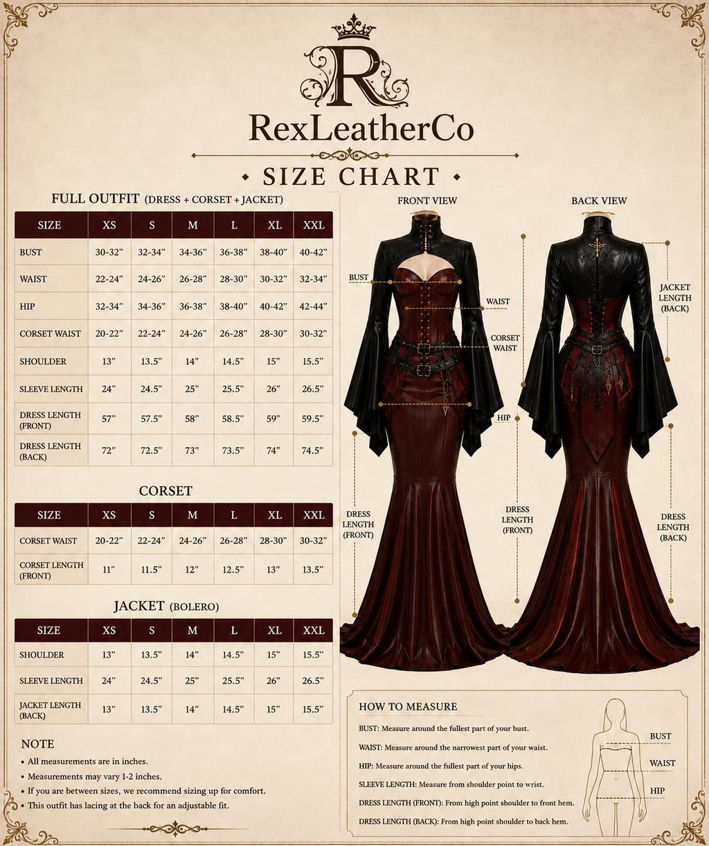 Burgundy Leather Mermaid Dress, Gothic Corset Gown, Black Leather Bolero, Handmade Fetish Fashion, Custom Leather Costume