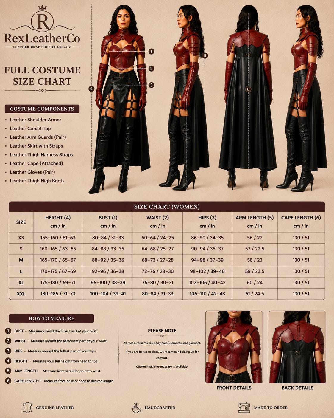 Red Leather Corset Top and Shoulder Armor, Gothic Fantasy Cosplay Outfit