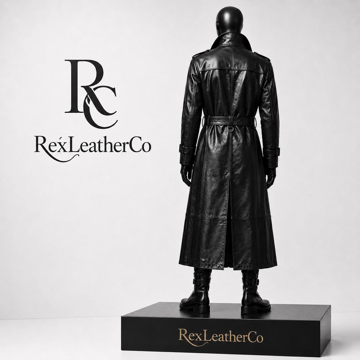 Handmade Black Leather Trench Coat, Gothic Biker Style, Custom Fit