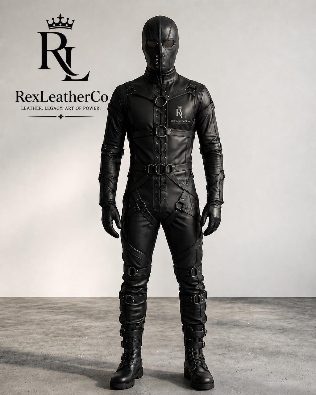 Handmade Black Leather Full Body Costume, Gothic Cosplay Outfit with Mask