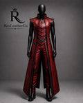 Handmade Red Black Leather Fantasy Warrior Costume, Gothic LARP Outfit (Custom Sizing)