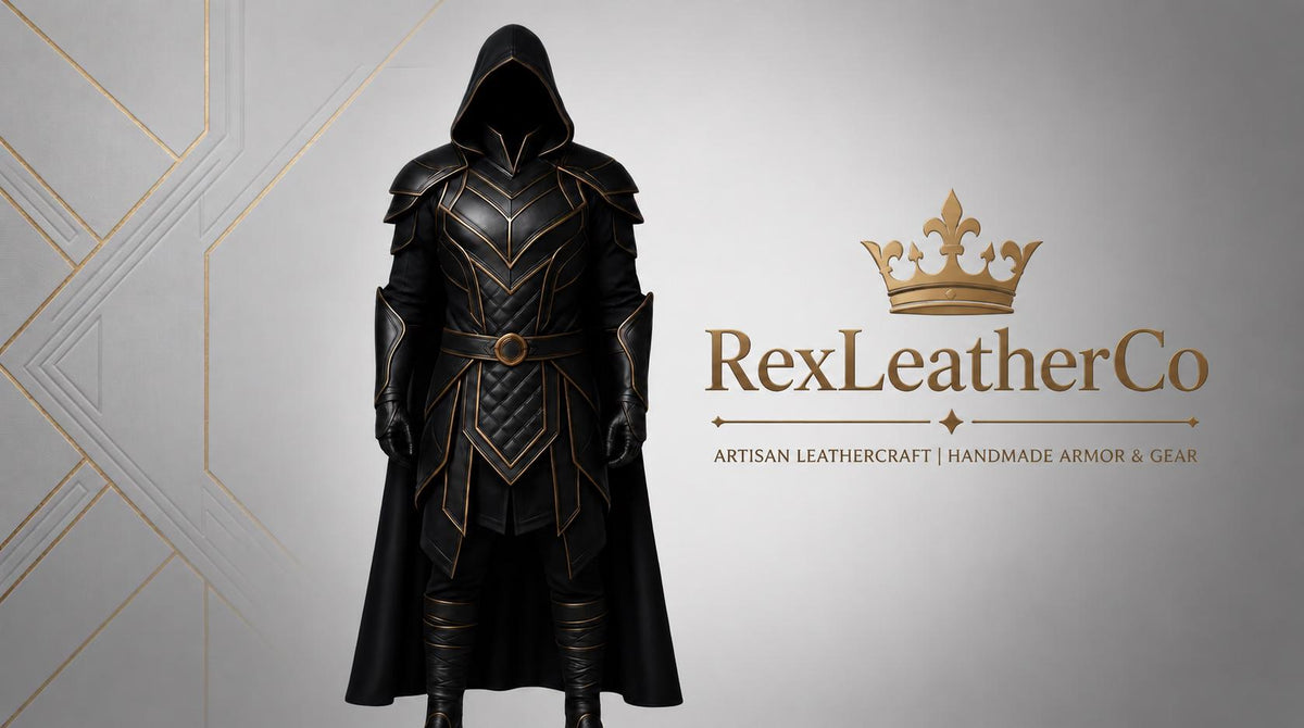 Black Leather Hooded Assassin Armor Costume – Medieval Fantasy Warrior Cosplay – Handmade LARP Renaissance Outfit