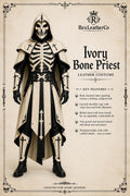 Ivory Bone Priest Leather Costume, Gothic Skeleton Armor Outfit, Hooded Fantasy Cosplay, Medieval LARP Costume, Halloween Armor