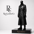 Handmade Black Leather Trench Coat, Gothic Biker Style, Custom Fit
