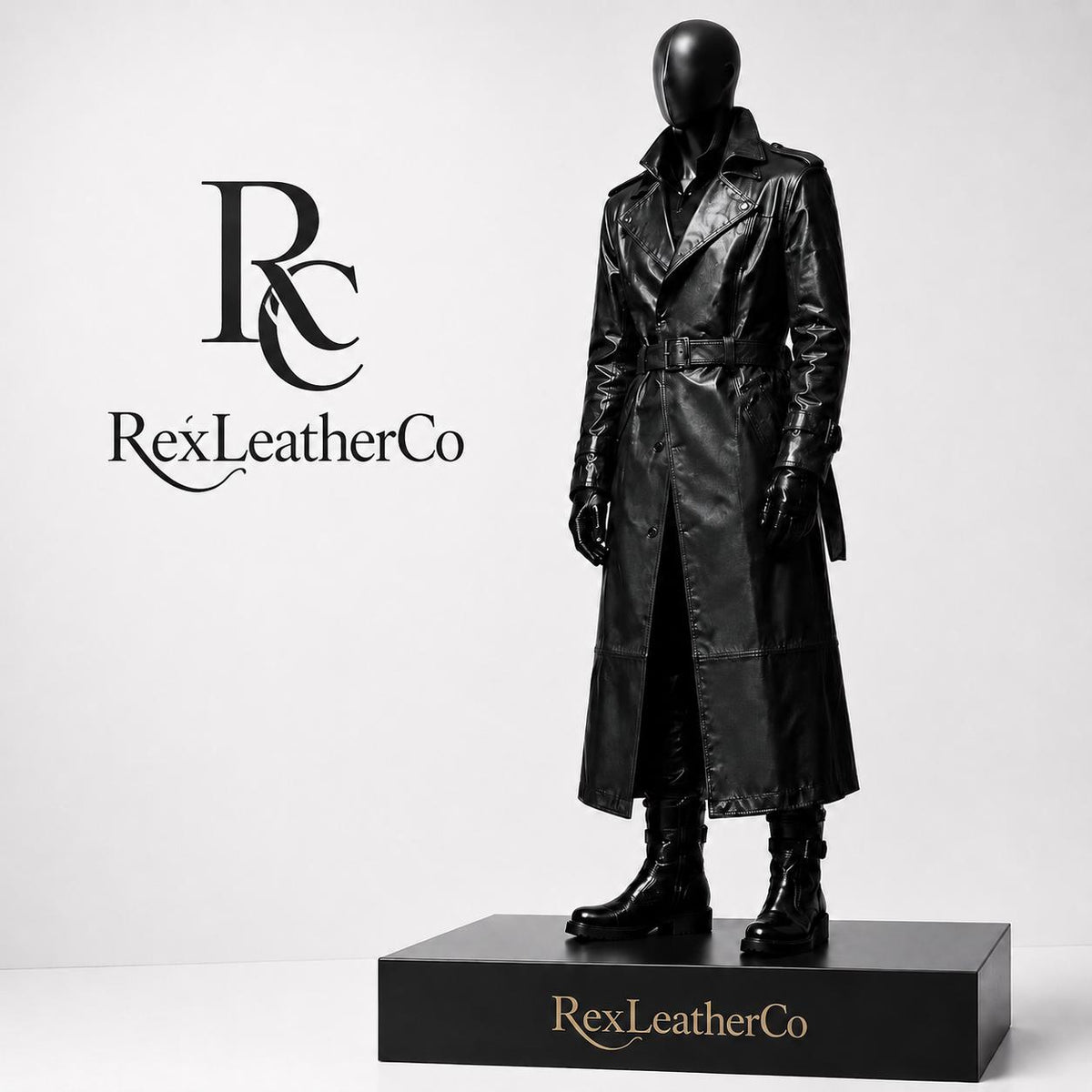 Handmade Black Leather Trench Coat, Gothic Biker Style, Custom Fit